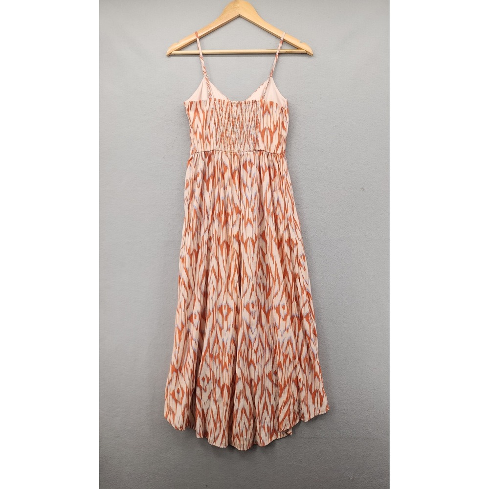 Nine West Petites Ikat Print High-Low Midi Dress Rust Orange Sleeveless PXS New - Picture 5 of 12